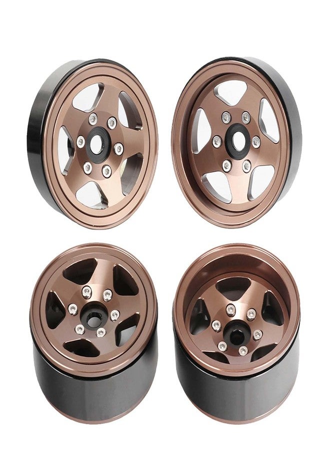LAFEINA 1.55 inch Beadlock Wheels +2.8mm/-4.4mm Adjustable Offset Rims for 1/10 1/12 RC Crawler Car LC70 LC80 JIMNY (5-Spoke, Bronze) - Image 4